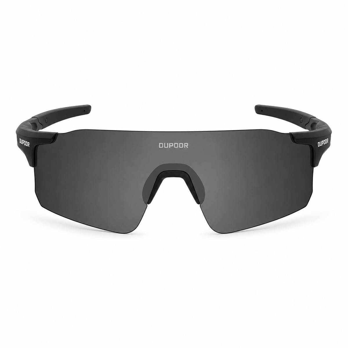 Matte Black Frame/Polarized Grey Lens Unisex PC Polarised Shield Cycling Sunglasses, clean front product view