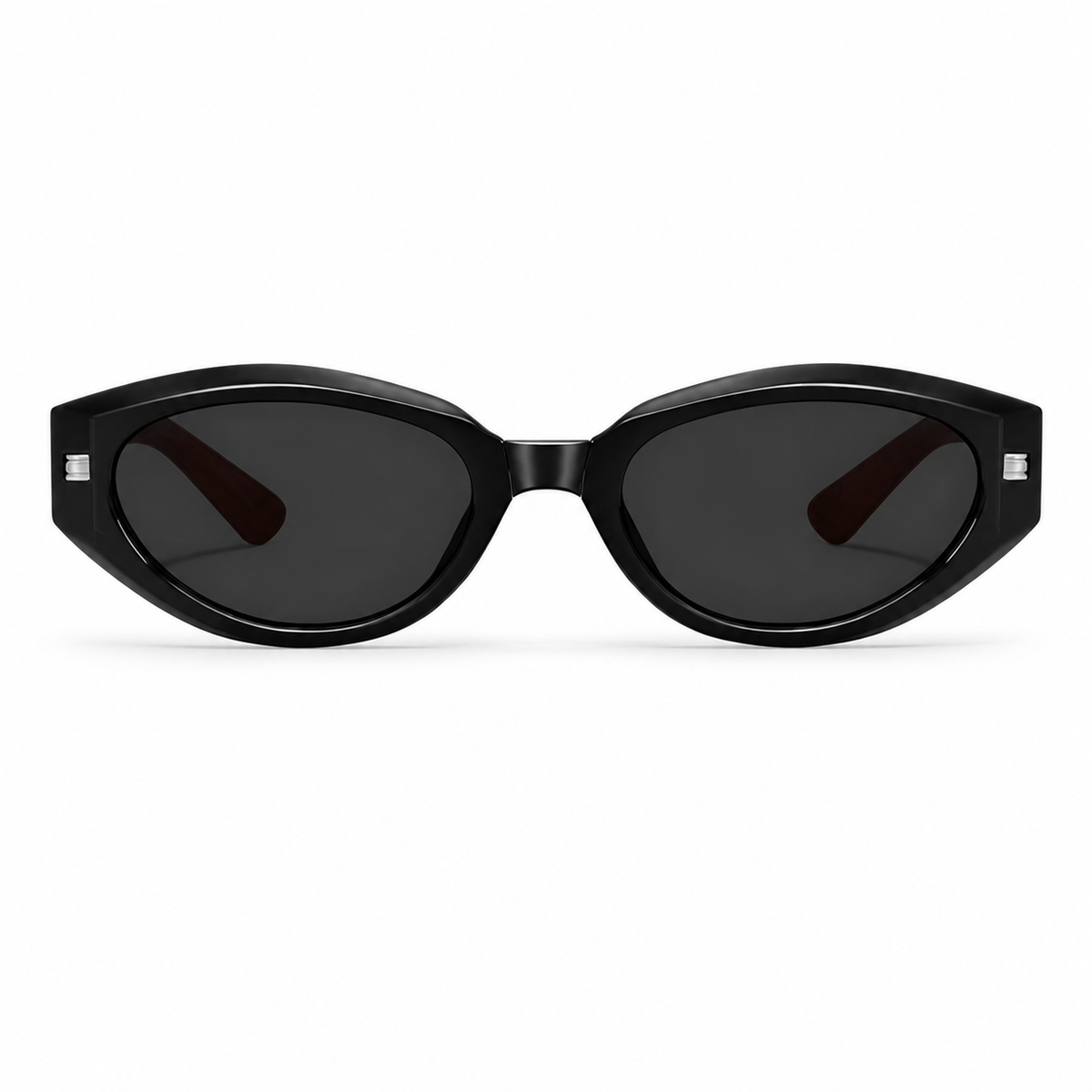 Black Women's Foldable Polarised Cat-Eye Sunglasses, clean front product view
