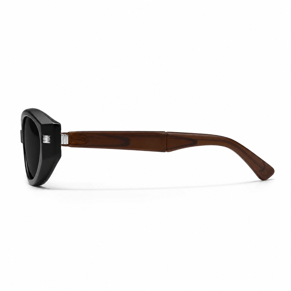 Black Women's Foldable Polarised Cat-Eye Sunglasses, side temple product view