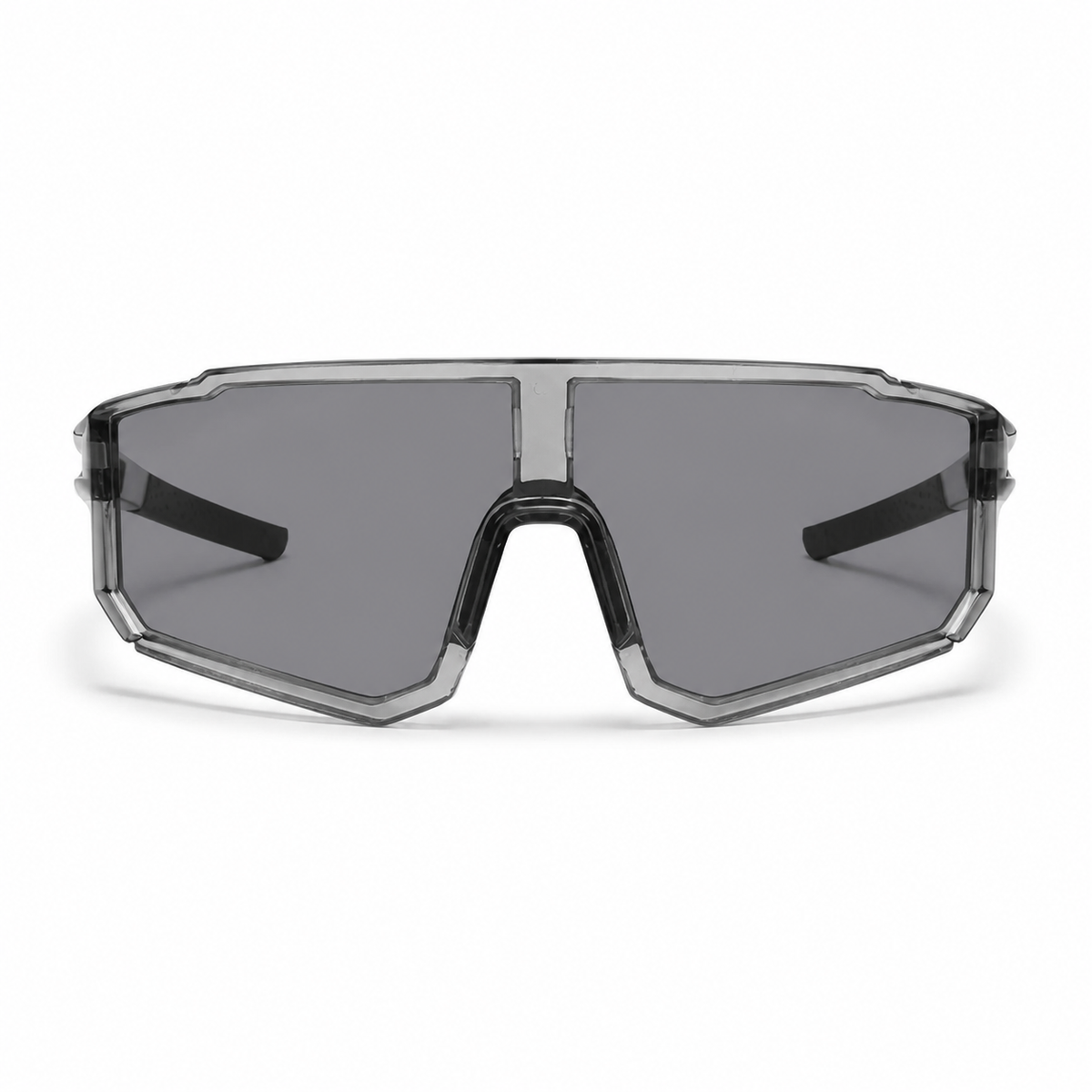 Crystal Grey Frame/Photochromic Grey Lens Unisex PC Photochromic Sport Cycling Sunglasses, clean front product view