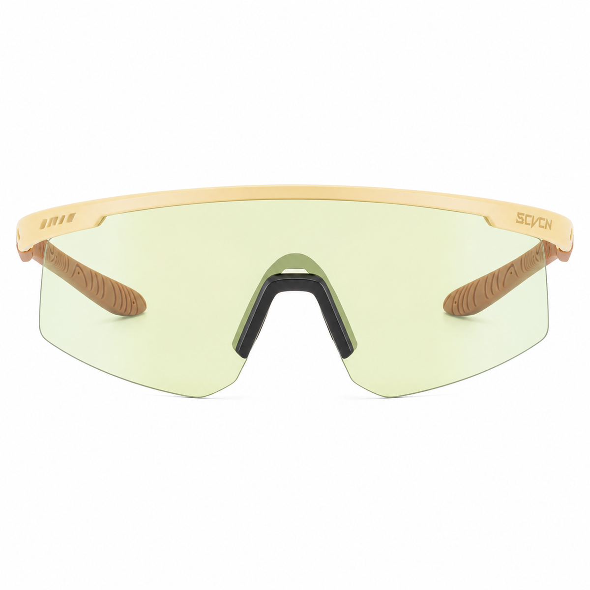 Light Brown/Coffee Brown Unisex TR90 Outdoor Windproof Shield Sunglasses, clean front product view
