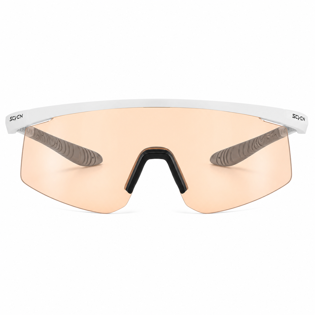 Light Grey Frame/Light Orange Lens Unisex TR90 Outdoor Windproof Shield Sunglasses, clean front product view