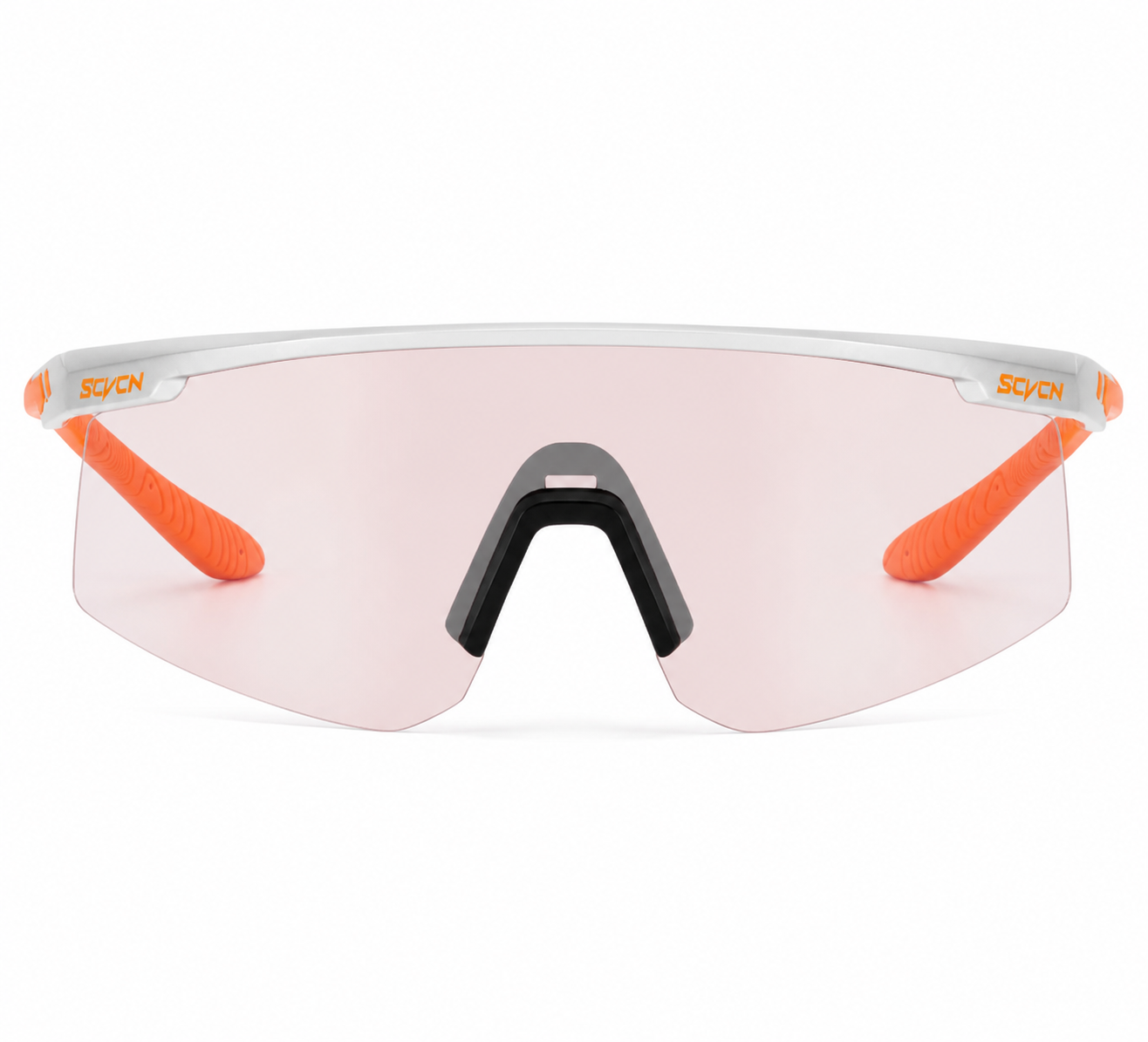 White/Orange Unisex TR90 Outdoor Windproof Shield Sunglasses, clean front product view