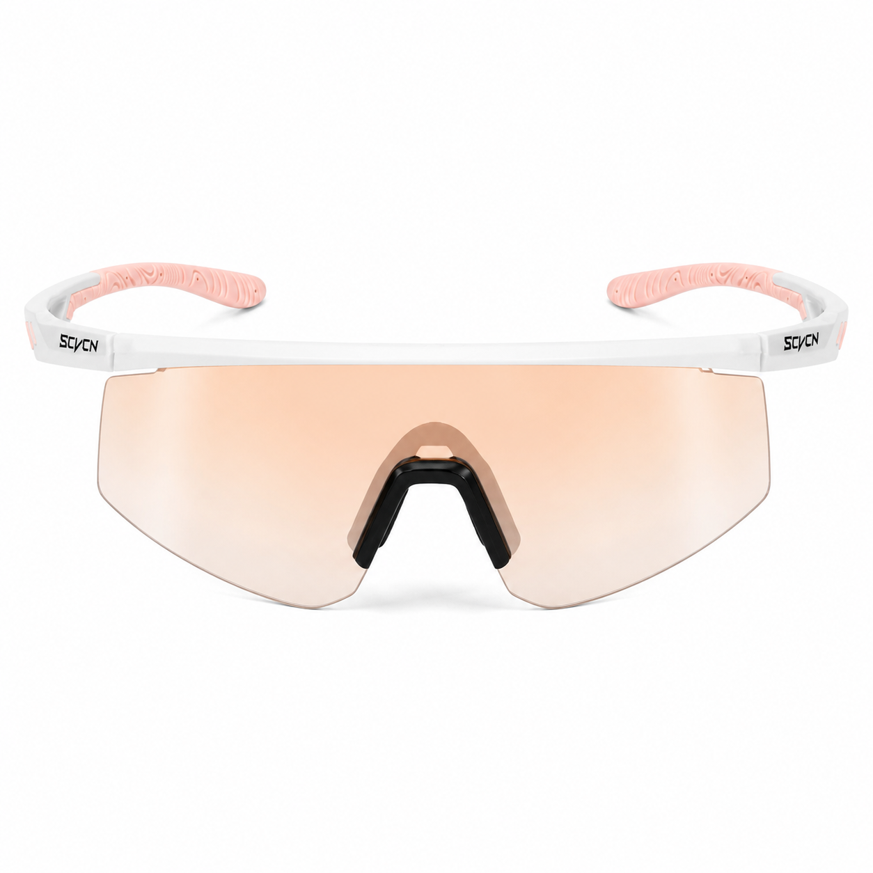 White/Pink Unisex TR90 Outdoor Windproof Shield Sunglasses, clean front product view