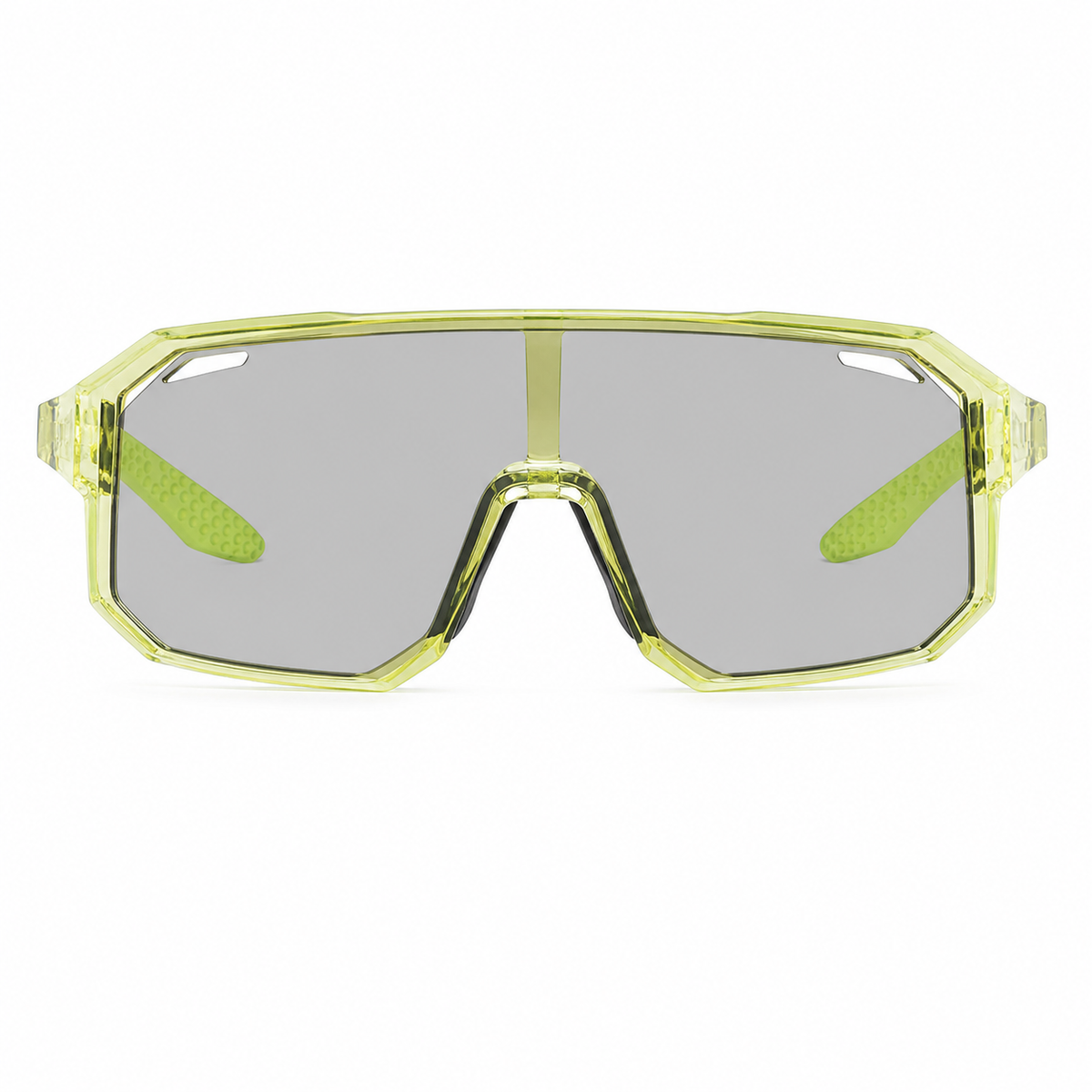 Crystal Green Frame/Photochromic Grey Lens Unisex TR90 Full-Rim Photochromic Sports Sunglasses, clean front product view