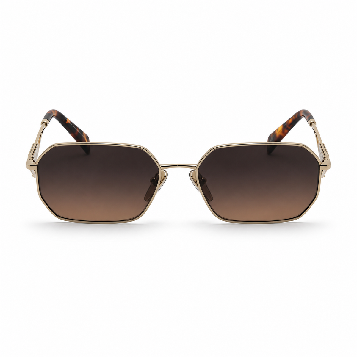 Tortoise Shell Prada Unisex Acetate-Metal Geometric Sunglasses, clean front product view