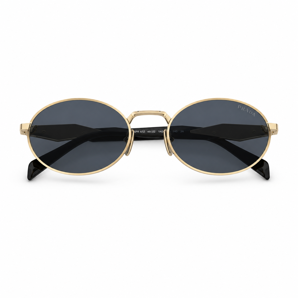 Dark Gray Prada Women's Acetate-Metal Oval Sunglasses, clean front product view