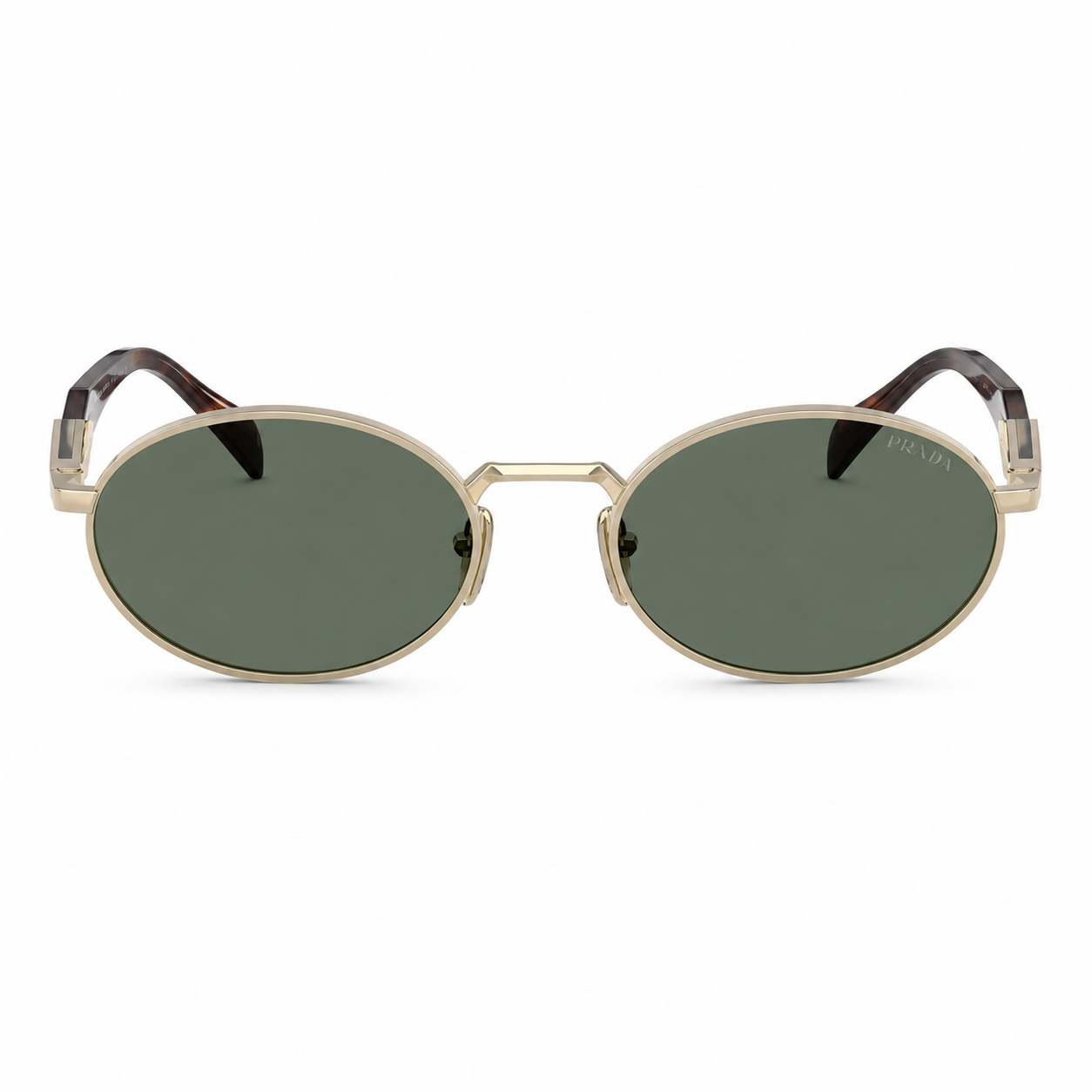 Green Prada Women's Acetate-Metal Oval Sunglasses, clean front product view