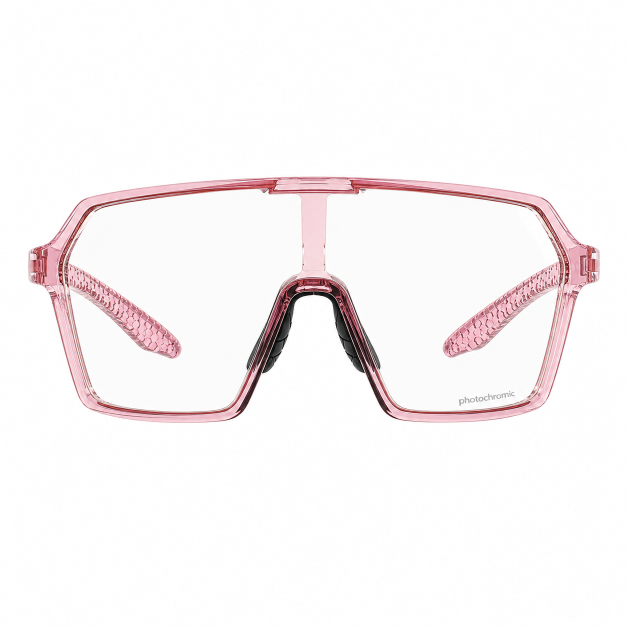 Crystal Pink Frame/Photochromic Grey Lens Unisex TR90 Photochromic Cycling Sunglasses, clean front product view