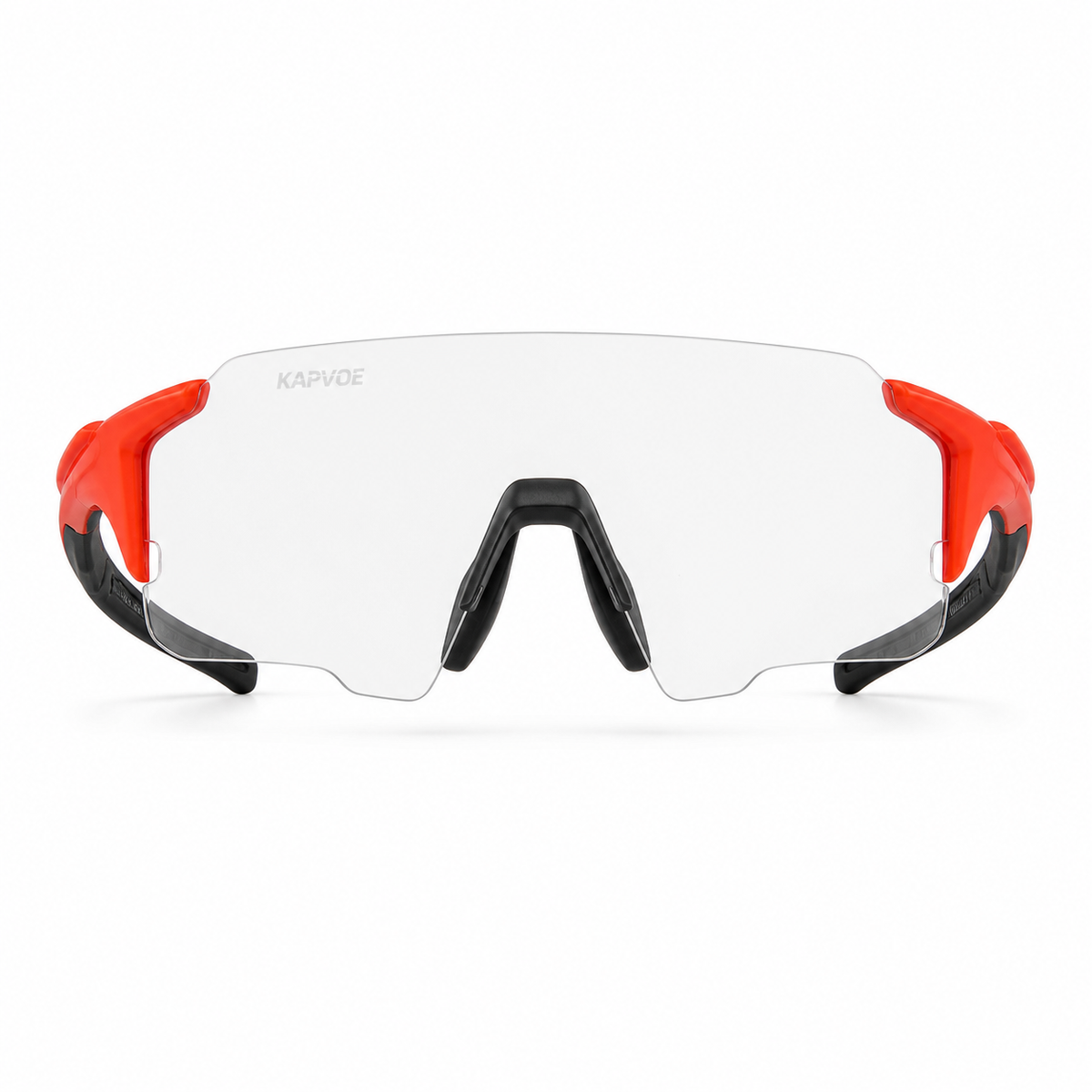 Red/Black Frame/Photochromic Grey Lens Unisex TR90 Dustproof Photochromic Shield Cycling Glasses, clean front product view