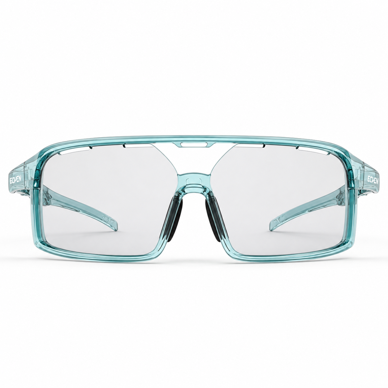 Glossy Crystal Blue Frame/Photochromic Grey Lens eyewear, clean front product view