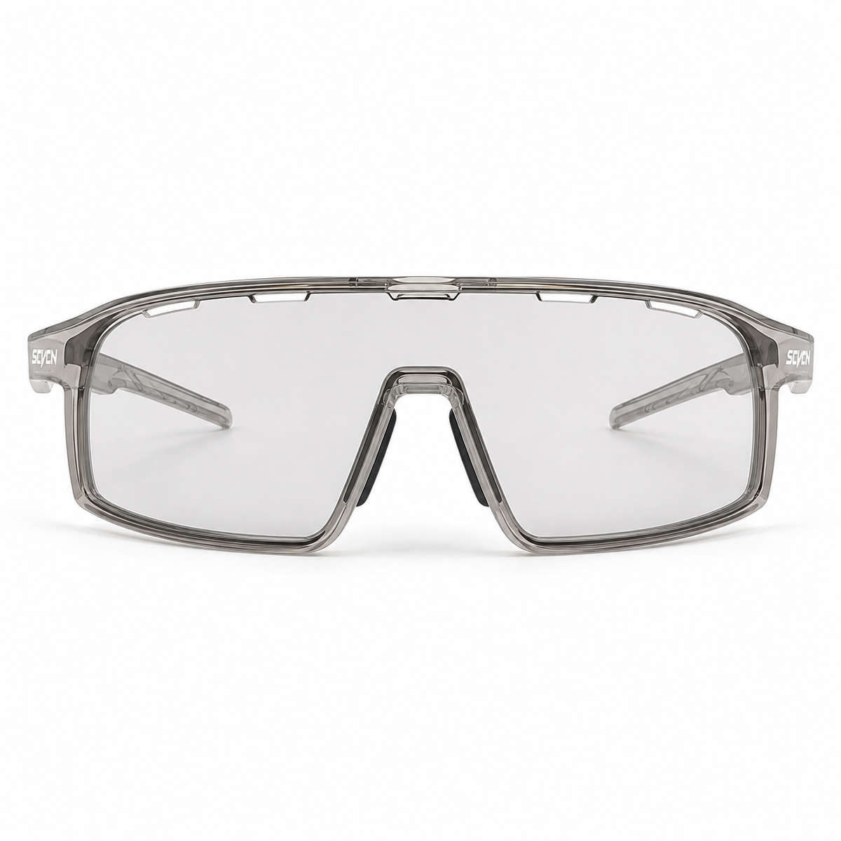 Glossy Crystal Grey Frame/Photochromic Grey Lens eyewear, clean front product view