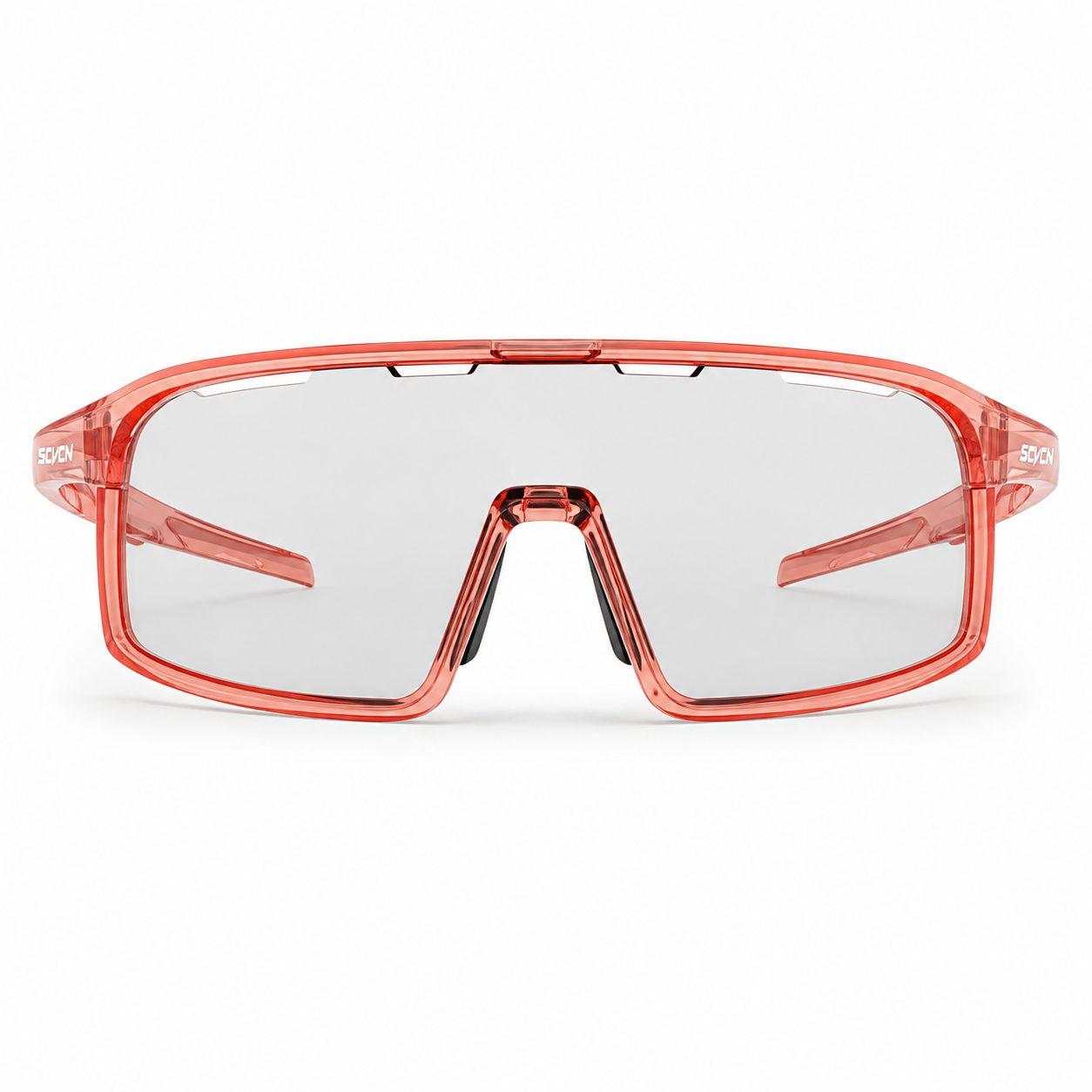 Glossy Crystal Pink Frame/Photochromic Grey Lens eyewear, clean front product view