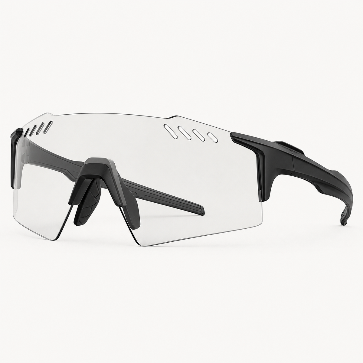 Black Frame/Photochromic Grey Lens Protective Windproof Sports Sunglasses, true side-profile product view