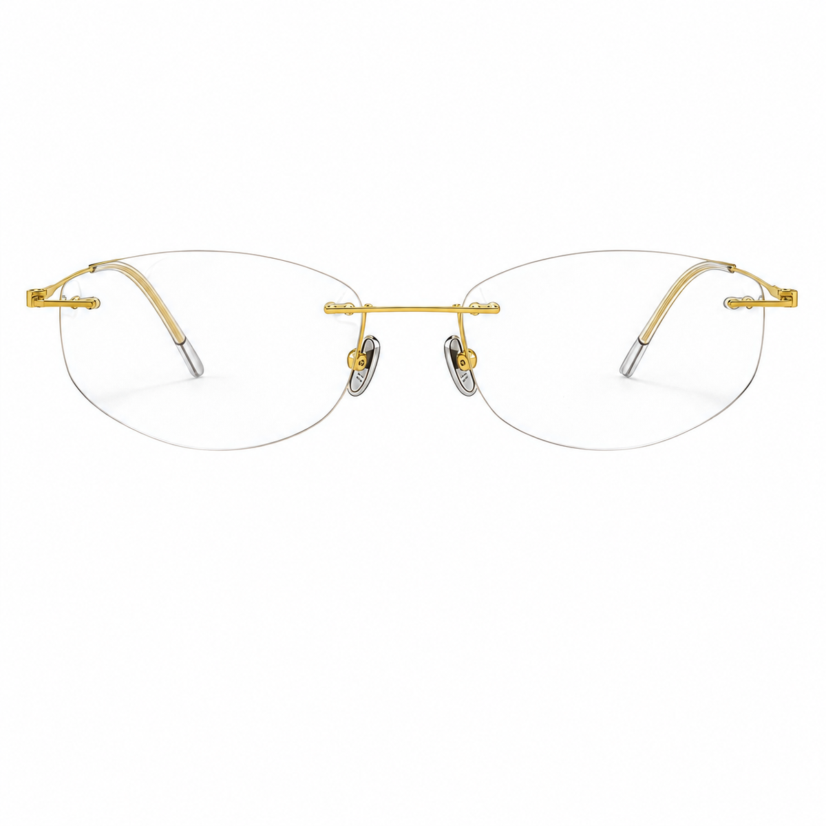 Gold Women's Pure Titanium Rimless Butterfly Glasses, clean front product view