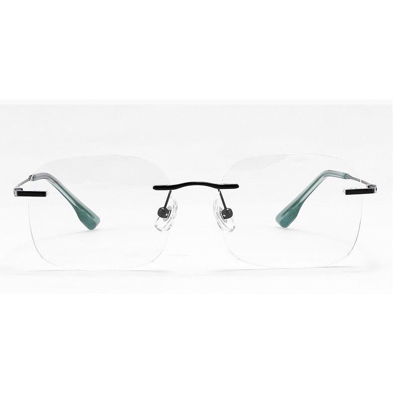Unisex Pure Titanium Rimless Soft-Rectangle Glasses, clean front product view