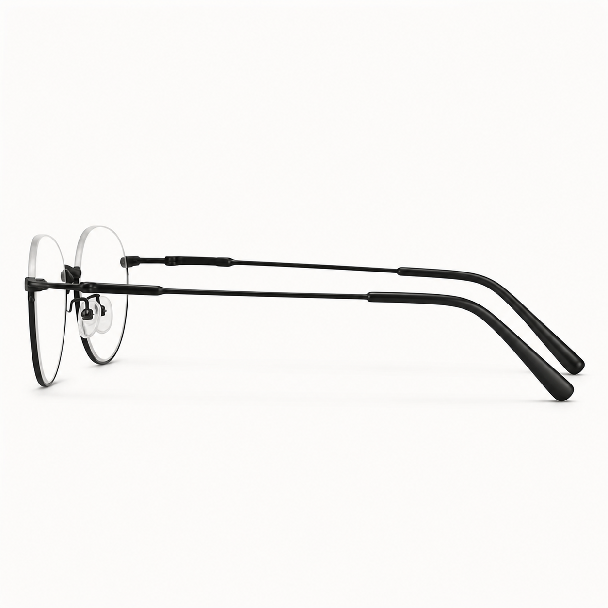 Black Stylish Refined Vintage Semi-Rimmed Eyeglasses, true side-profile product view