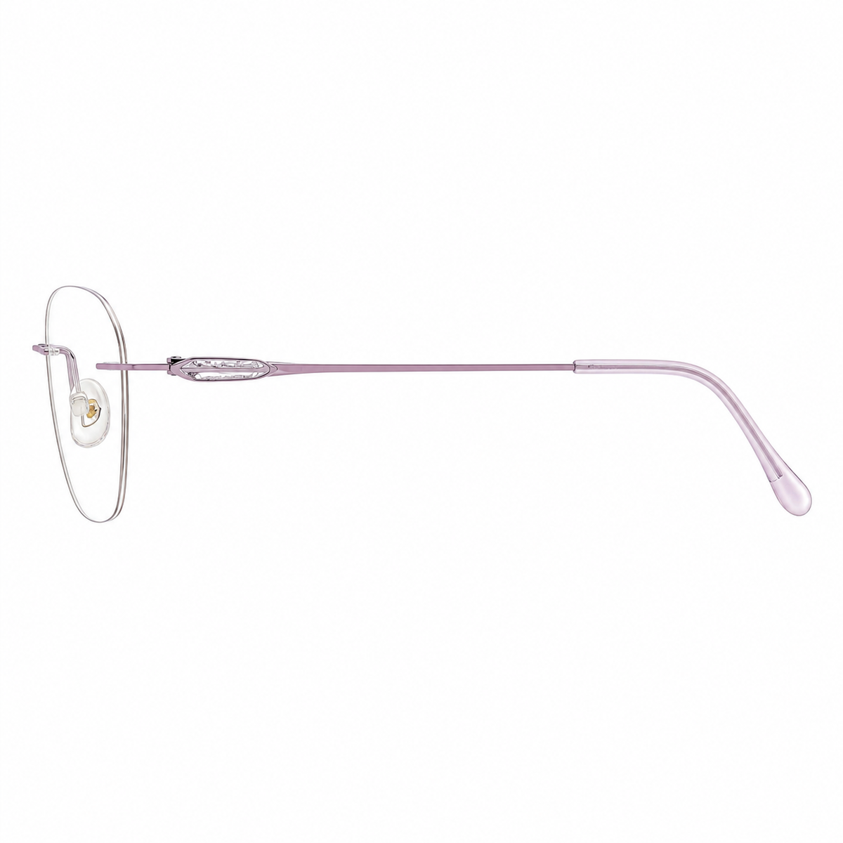 Purple Timeless Vintage Minimalist Rimless Eyeglasses, true side-profile product view
