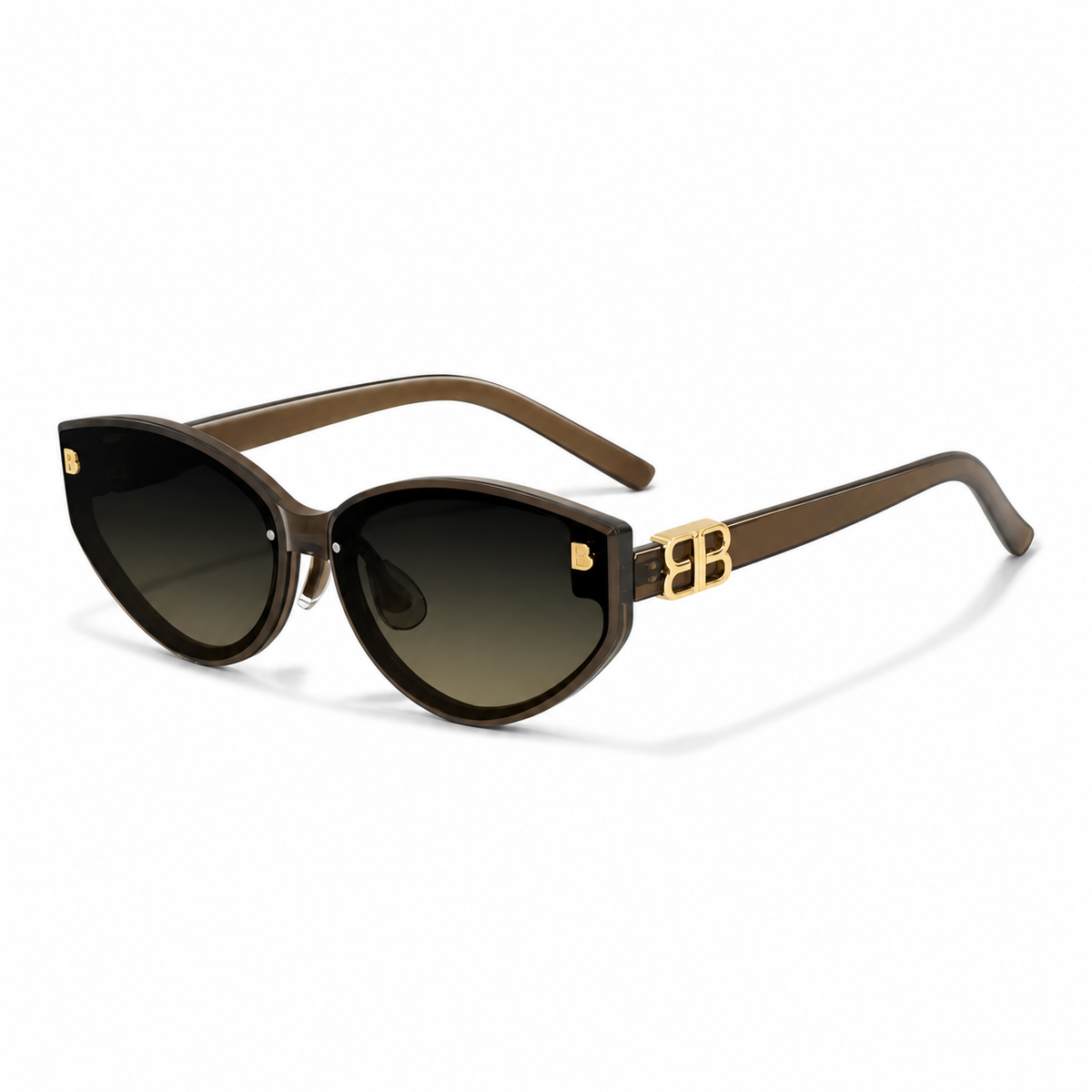 Amber Brown women's TR90 cat-eye UV400 sunglasses, 45-degree product view