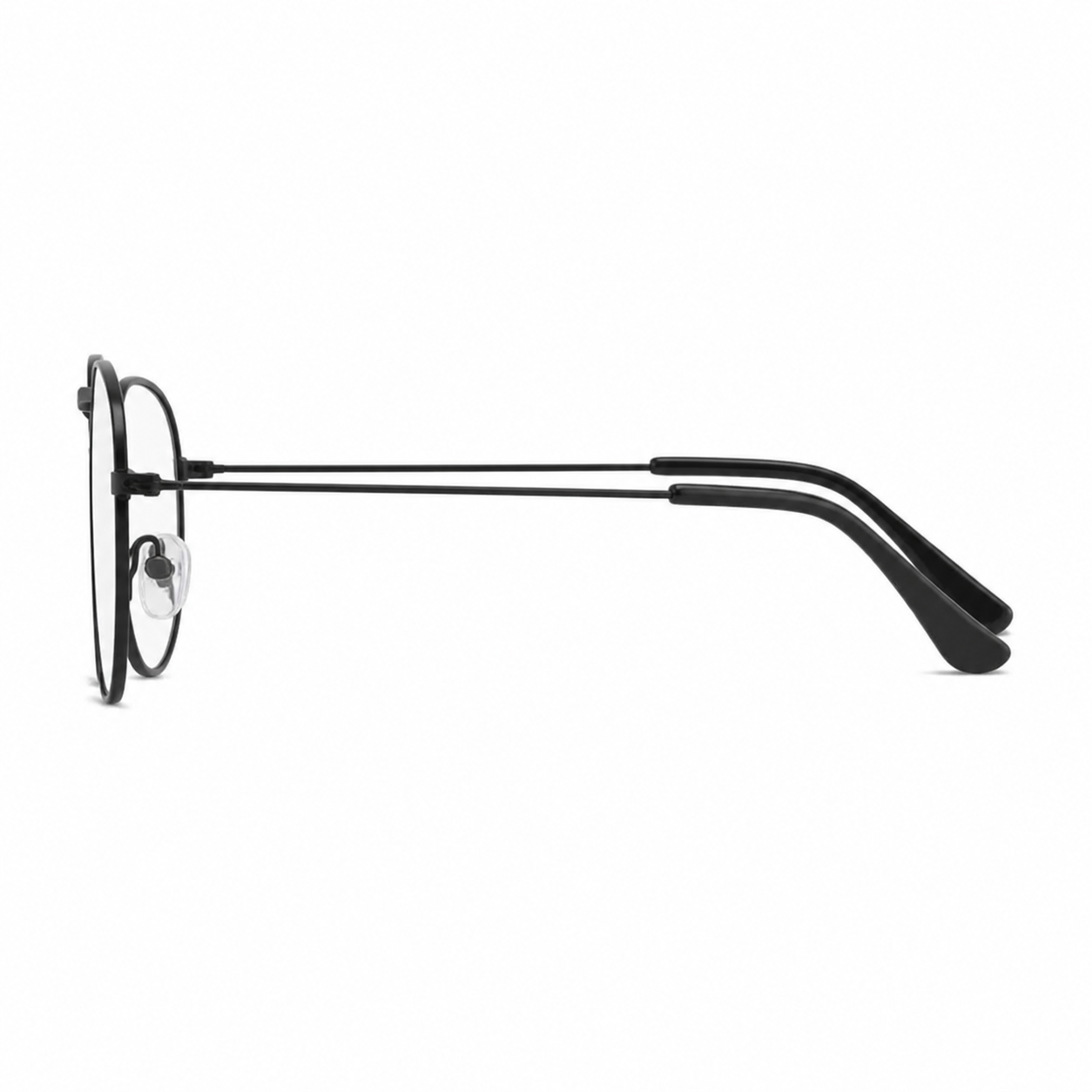 Black Unisex Retro Alloy Round Full-Rim Glasses, true side-profile product view