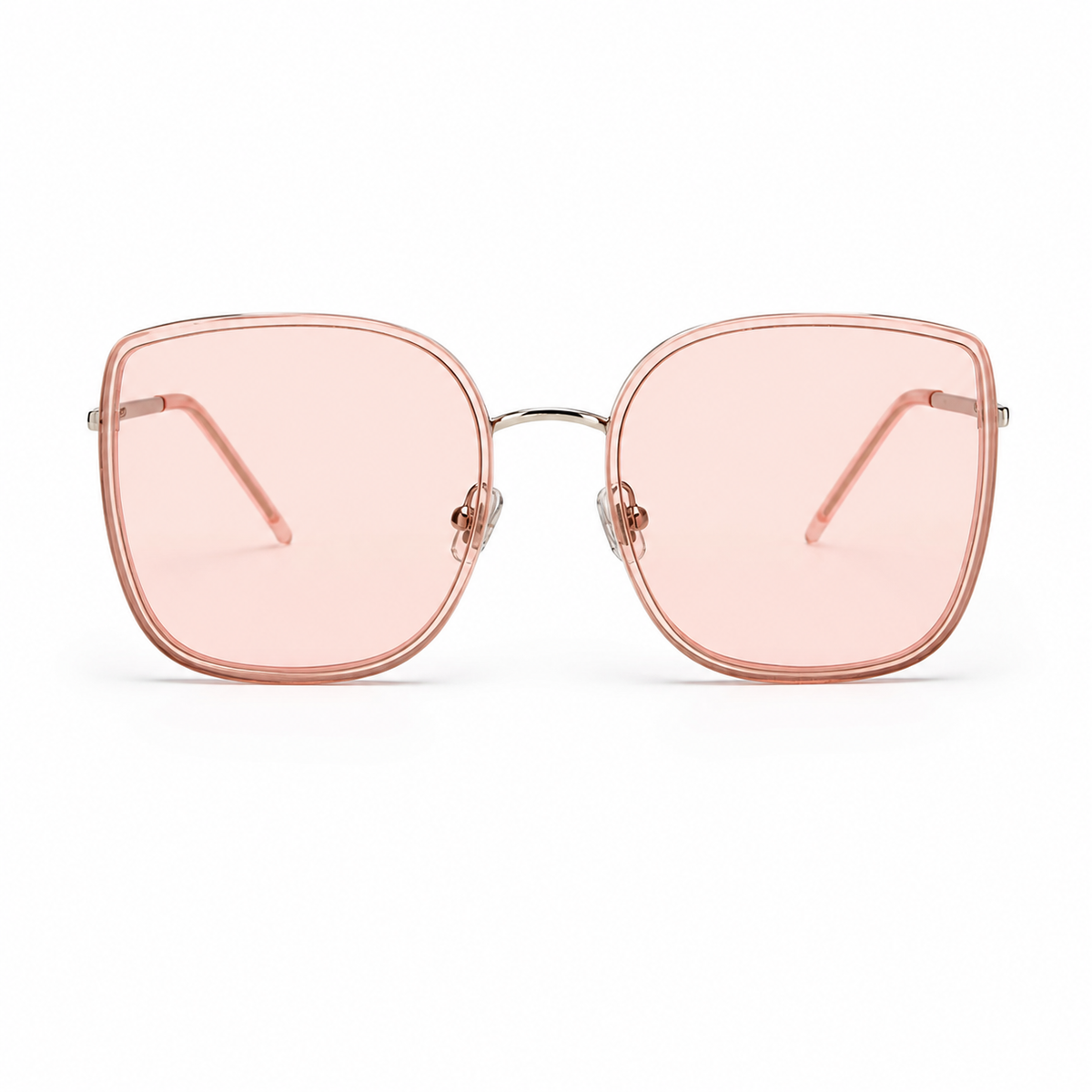 Dusty Pink Unisex Alloy Square UV400 Sunglasses, clean front product view