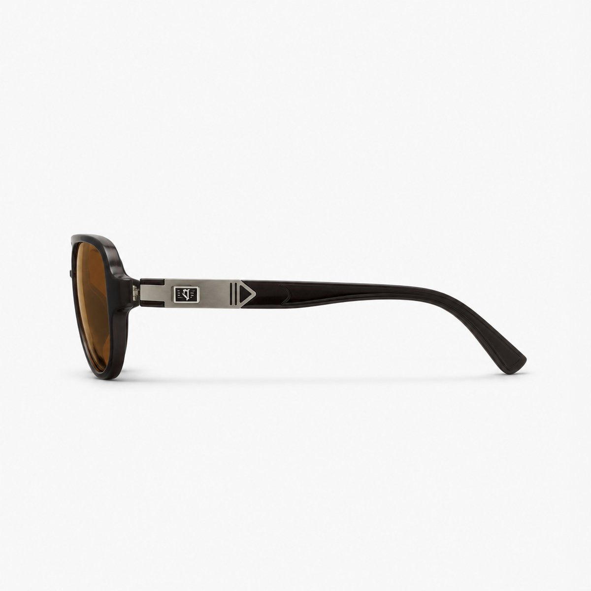 Dark Tortoise Men's TR90 Aviator Polarised Driving Sunglasses, side temple product view