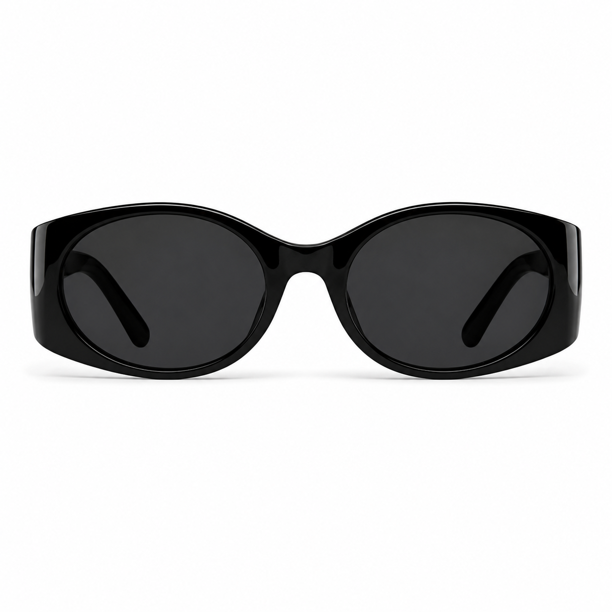 Black Unisex Polycarbonate Oval UV400 Sunglasses, clean front product view