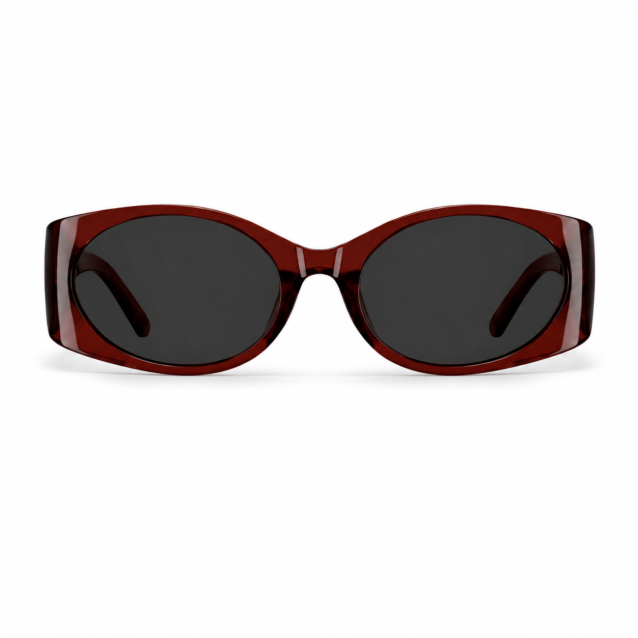 Burgundy Unisex Polycarbonate Oval UV400 Sunglasses, clean front product view
