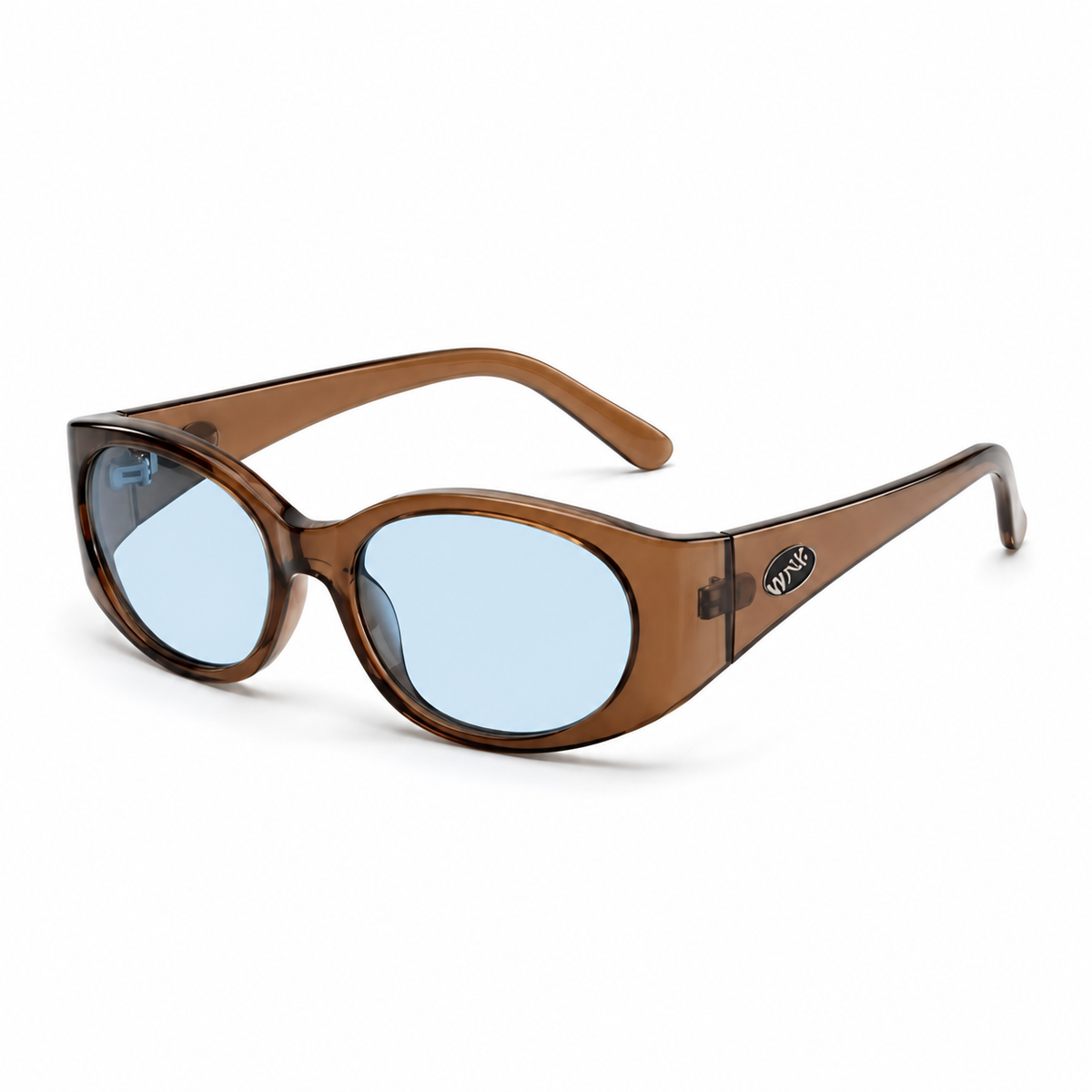 Crystal Brown Unisex Polycarbonate Oval UV400 Sunglasses, 45-degree product view