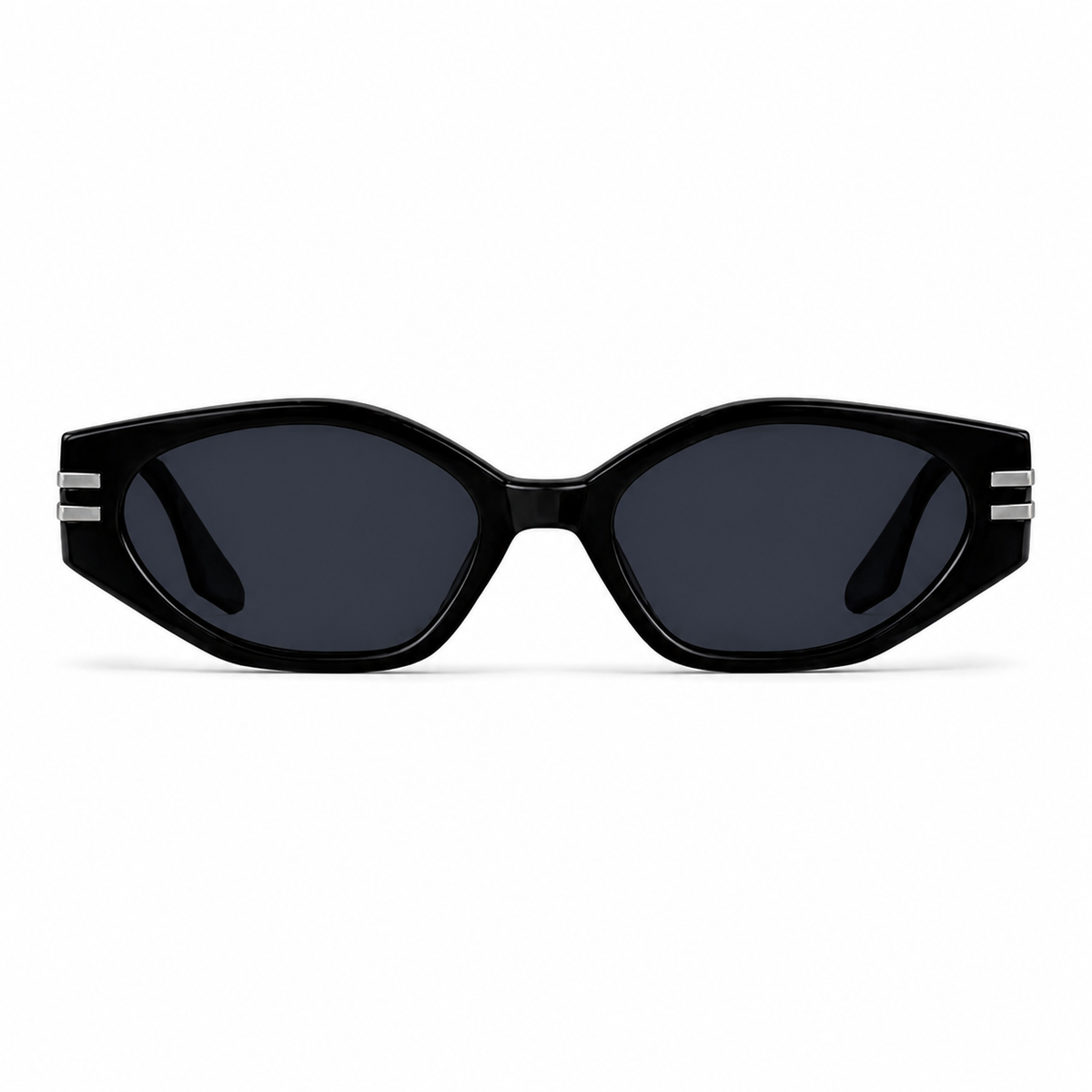 Black Women's Polycarbonate Small Cat-Eye Sunglasses, clean front product view