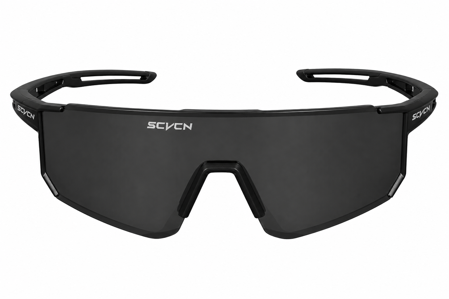 Matte Black Frame/Black Lens Unisex TR90 Dustproof Shield Cycling Sunglasses, clean front product view