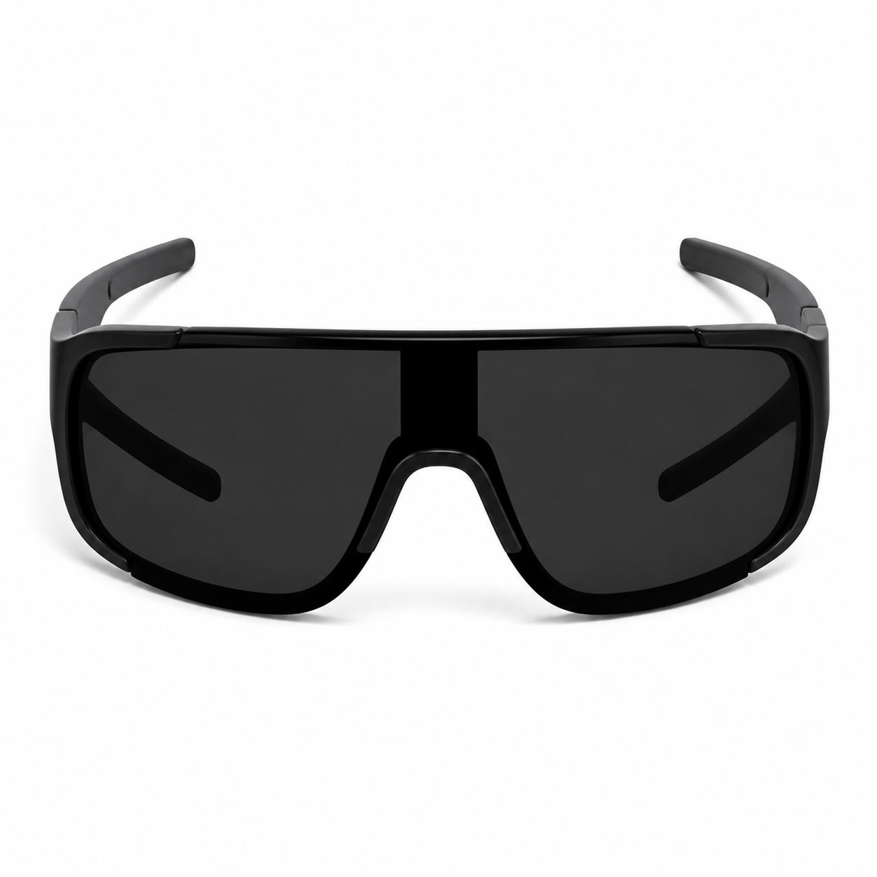 Black Frame/Black Grey Lens Unisex PC Windproof Rectangle Cycling Sunglasses, clean front product view