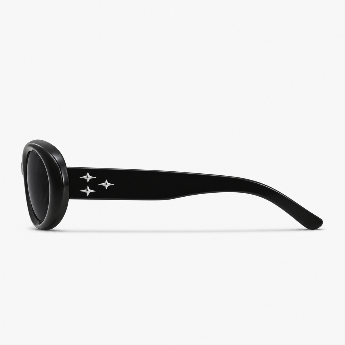 Black women's TR90 oval UV400 sunglasses, side product view