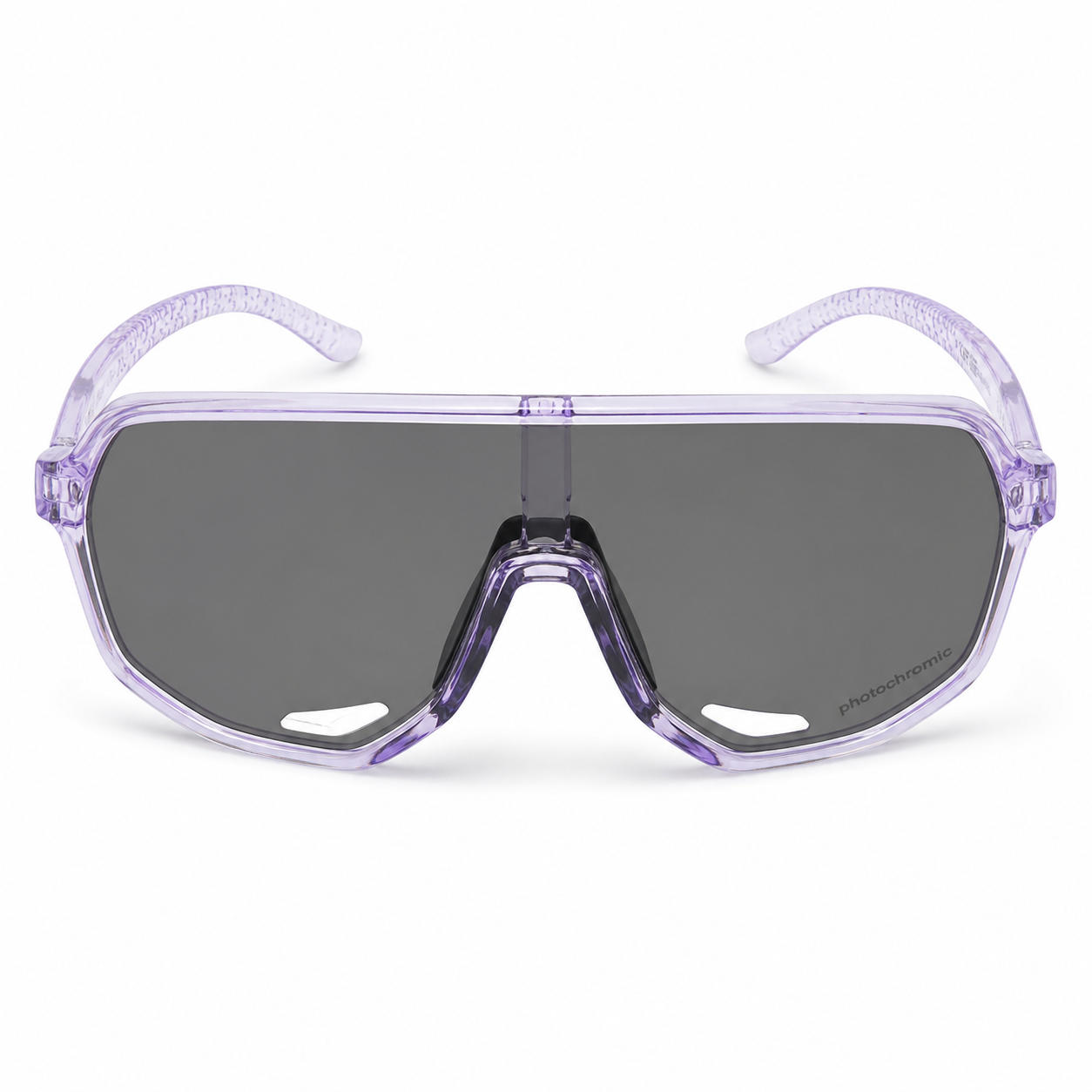Crystal Light Purple Frame/Photochromic Grey Lens eyewear, clean front product view