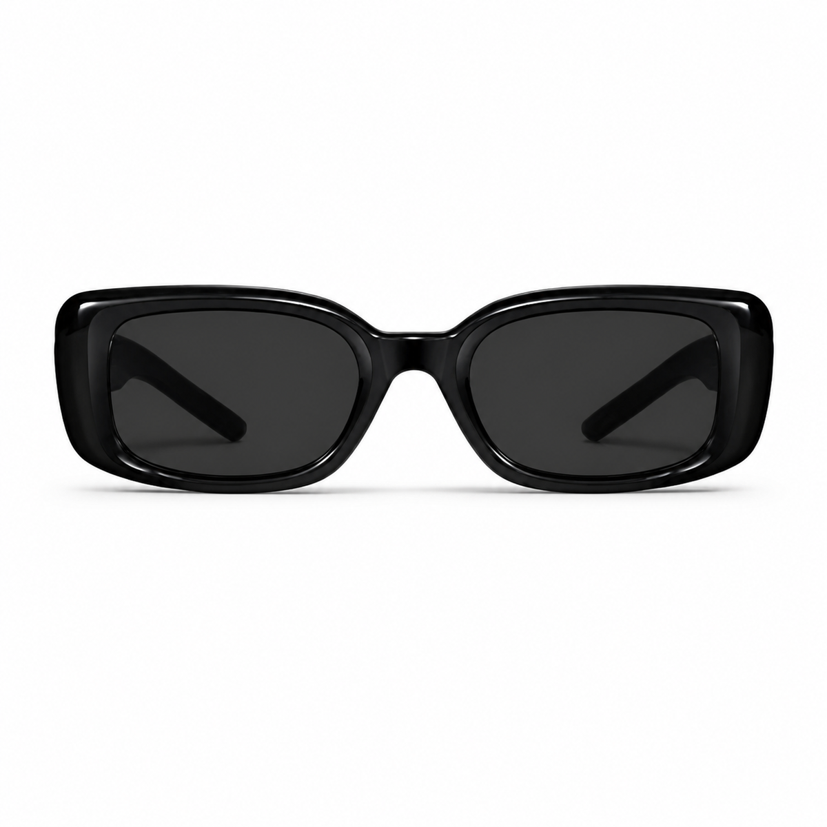 Black Women's Polycarbonate Narrow Rectangle Sunglasses, clean front product view