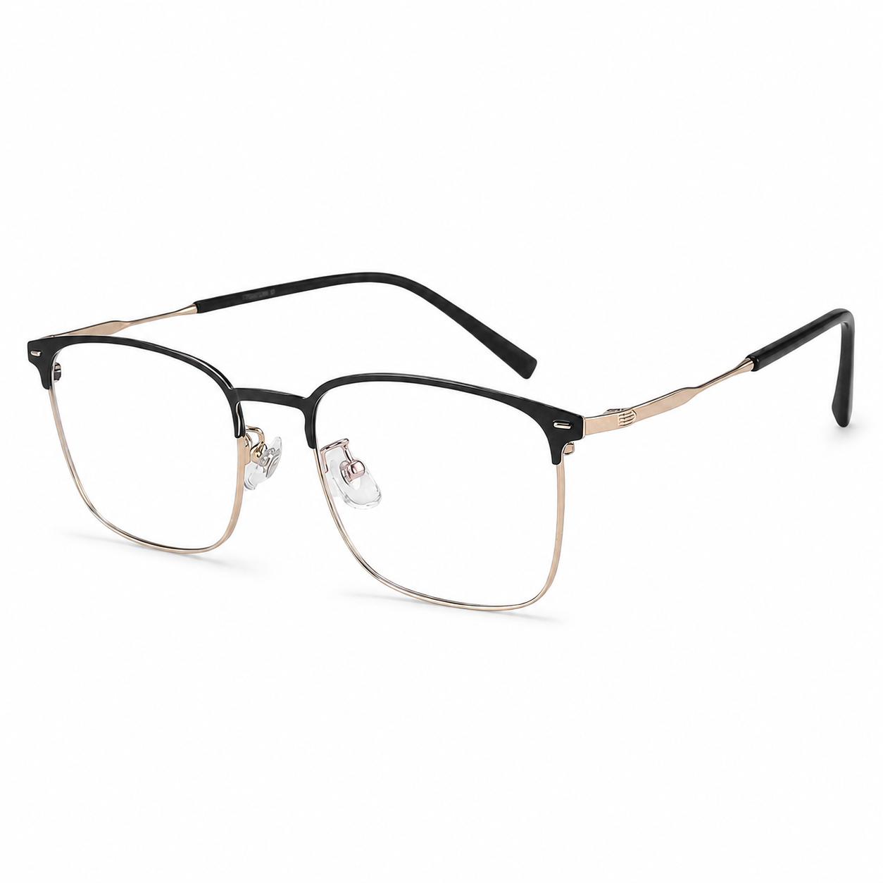 Black/Gold Sophisticated Titanium Alloy Semi-Rimless Glasses, high-resolution product view