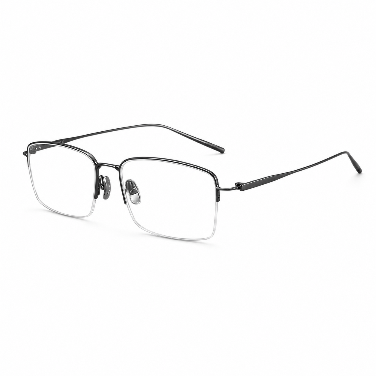 Gunmetal Vintage Titanium Semi-Rimless Glasses, high-resolution product view