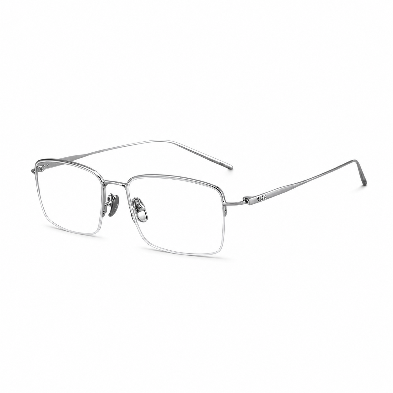 Silver Vintage Titanium Semi-Rimless Glasses, high-resolution product view