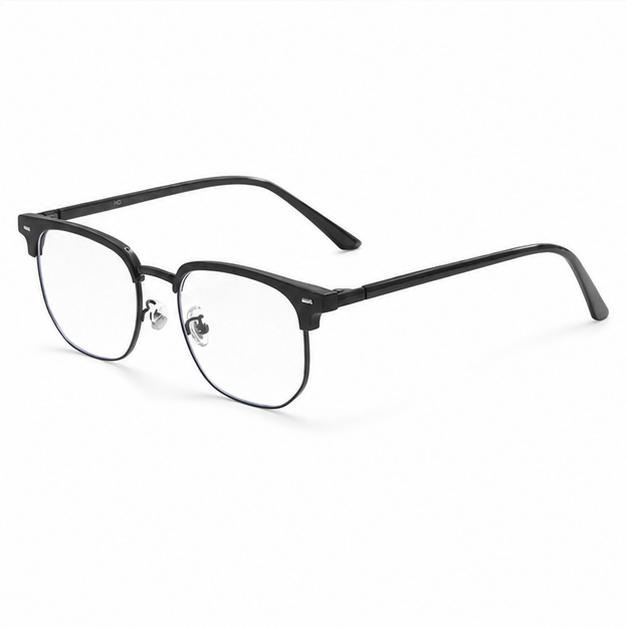 Black Modern TR & Alloy Semi-Rimless Glasses, alternate product angle