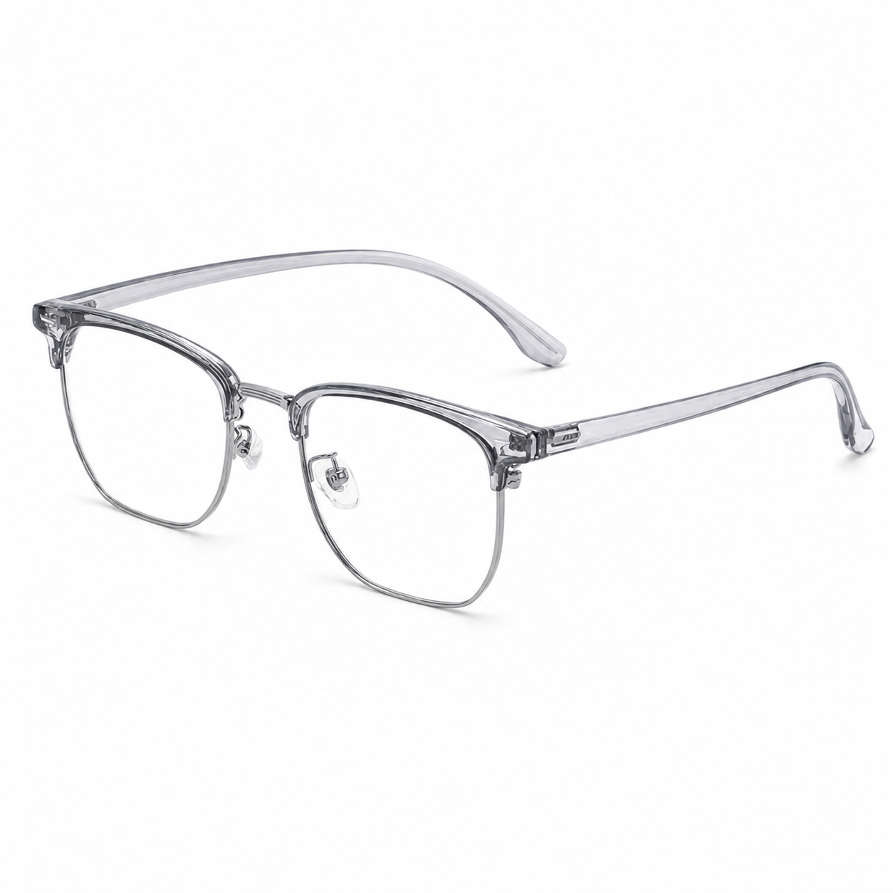 Crystal Grey/Gunmetal Contemporary TR & Alloy Semi-Rimless Glasses, high-resolution product view