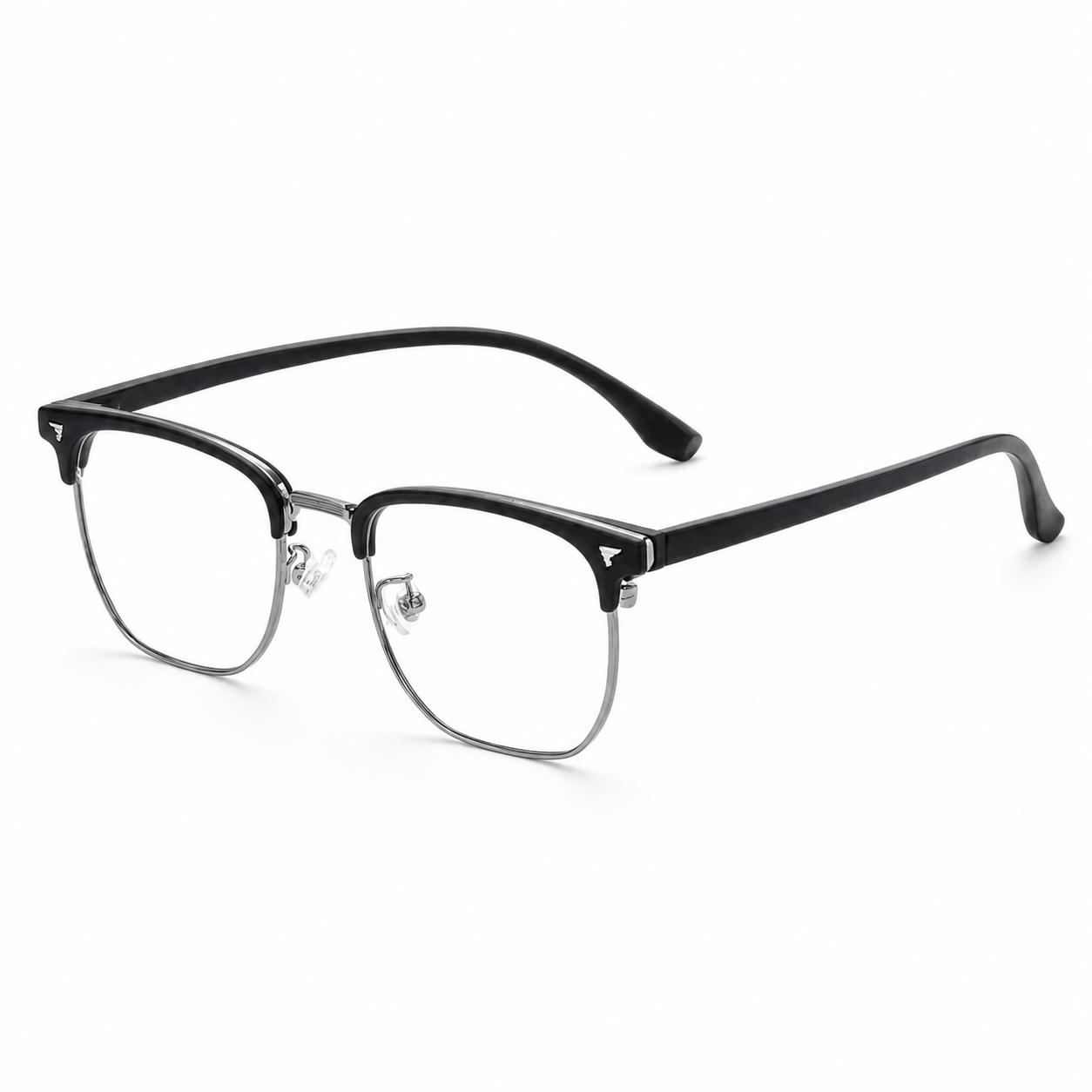Matte Black/Gunmetal Contemporary TR & Alloy Semi-Rimless Glasses, high-resolution product view