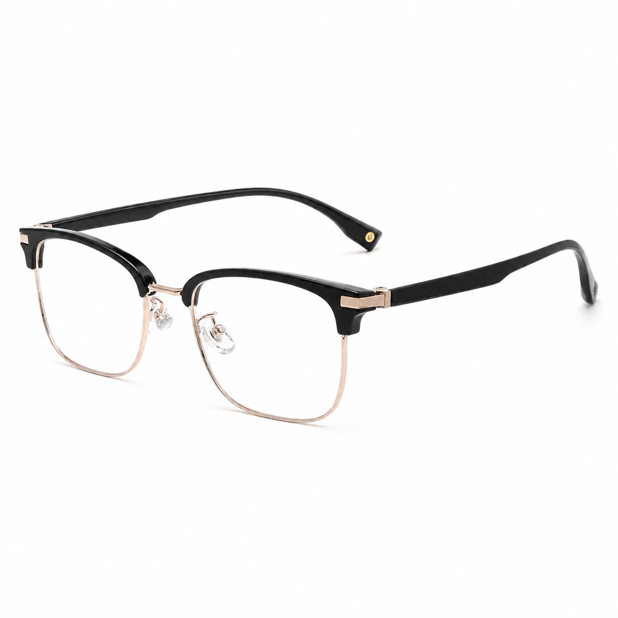 Black/Gunmetal Vintage Artistic TR & Alloy Semi-Rimless Glasses, high-resolution product view
