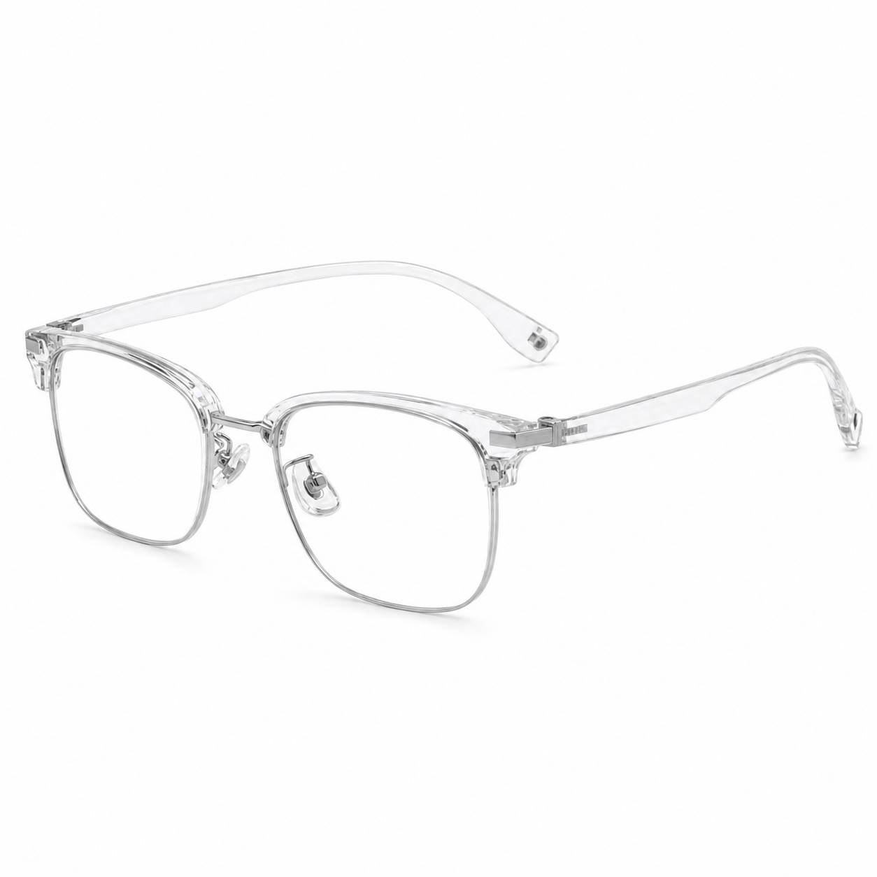 Black/Rose Gold Vintage Artistic TR & Alloy Semi-Rimless Glasses, high-resolution product view