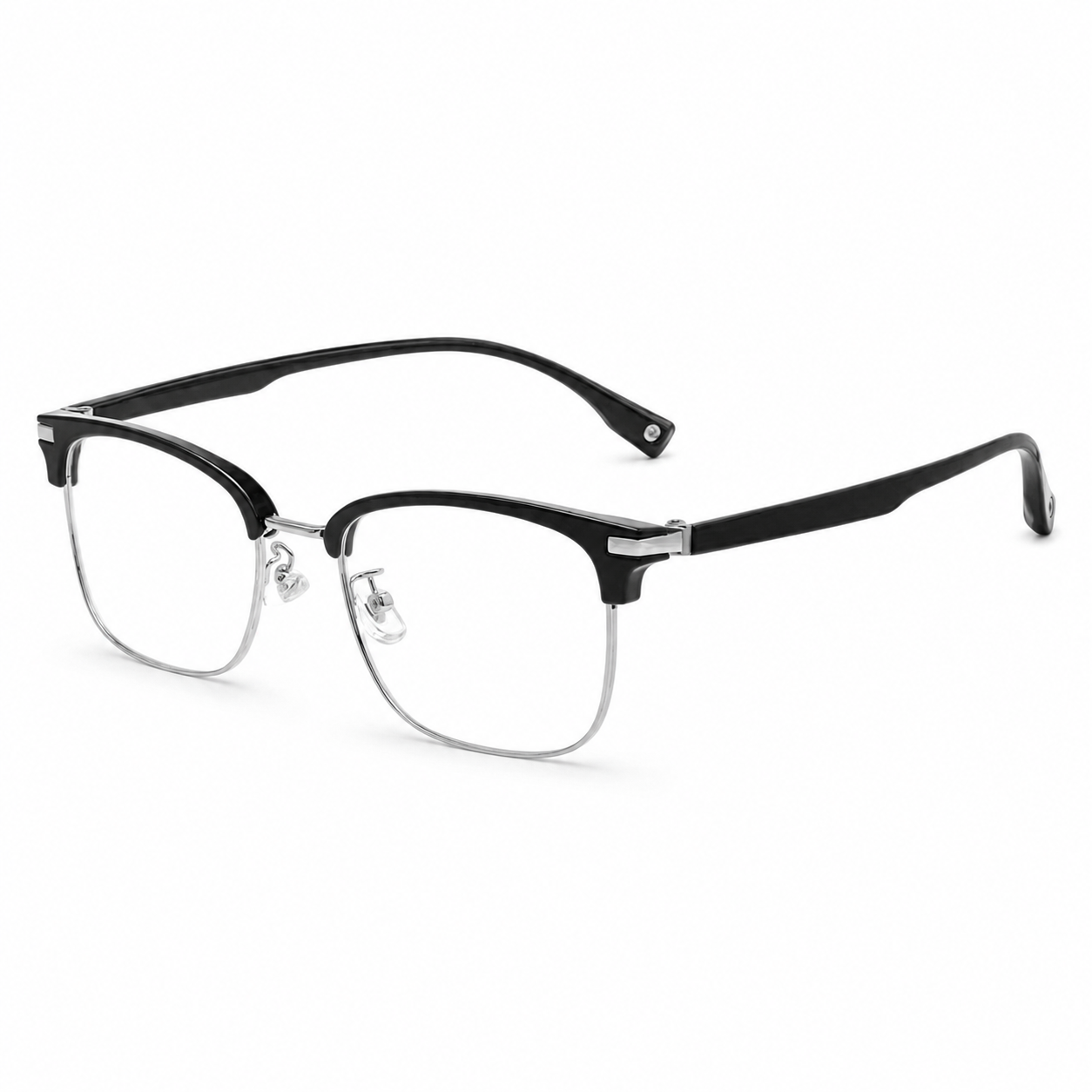 Crystal Clear Vintage Artistic TR & Alloy Semi-Rimless Glasses, high-resolution product view