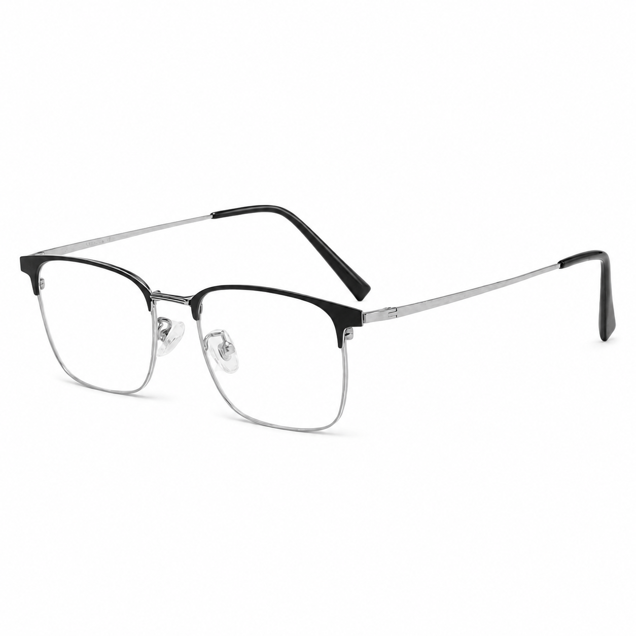 Black Classic Beta Titanium & Acetate Semi-Rimless Glasses, high-resolution product view