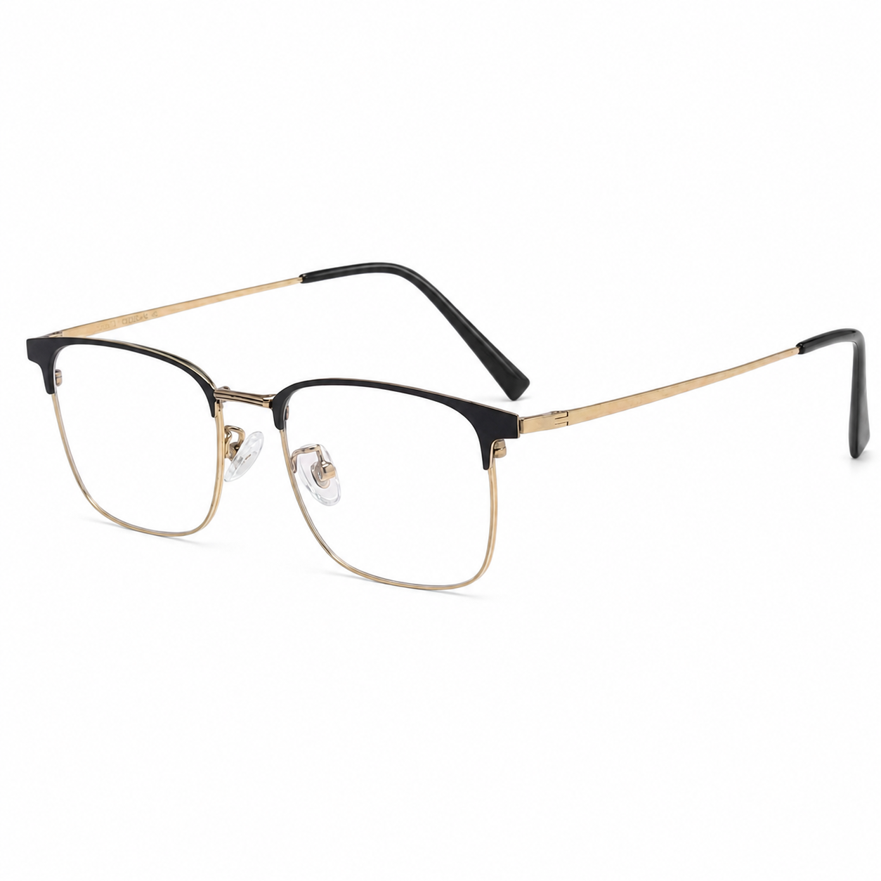 Black/Silver Classic Beta Titanium & Acetate Semi-Rimless Glasses, high-resolution product view