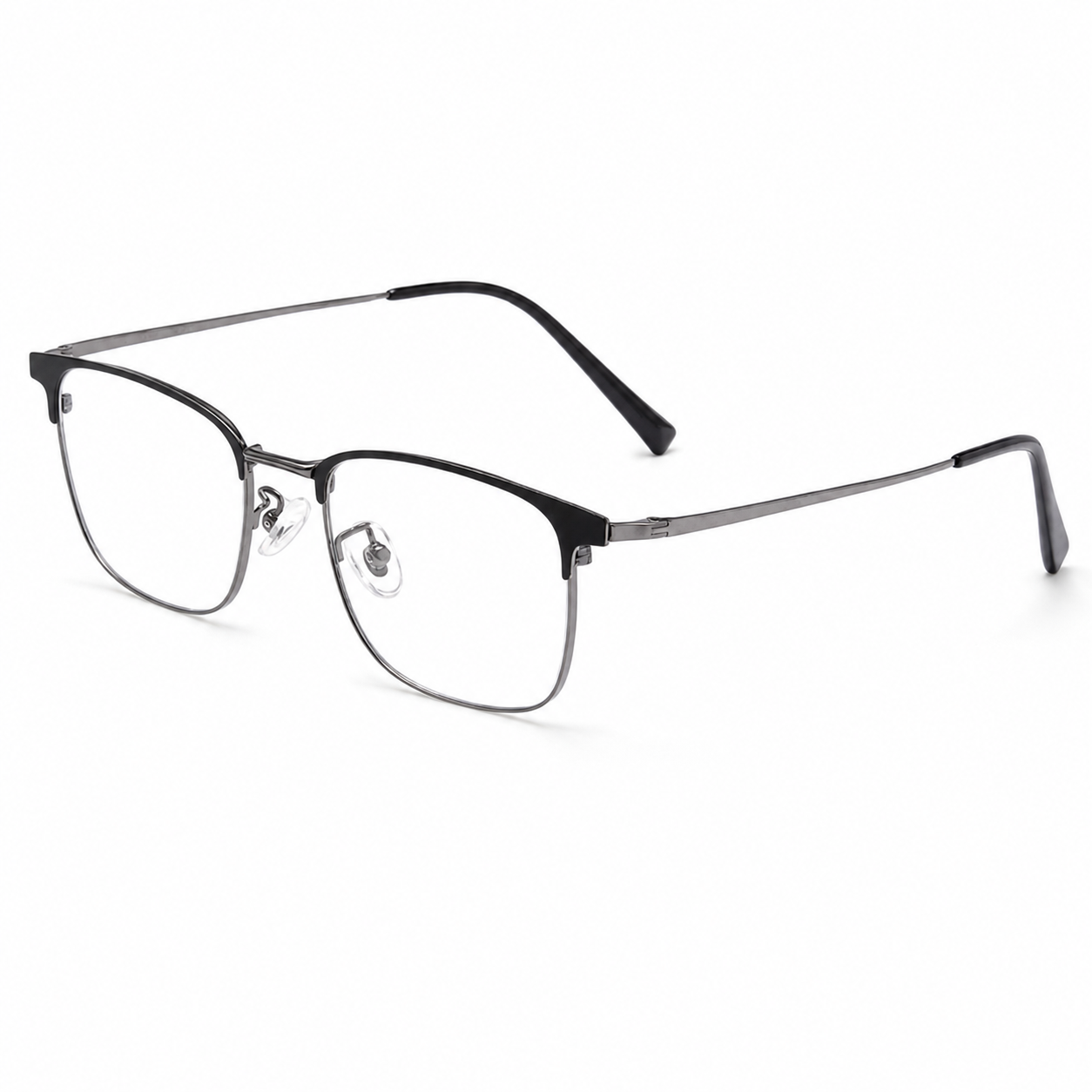 Black/Gunmetal Classic Beta Titanium & Acetate Semi-Rimless Glasses, high-resolution product view