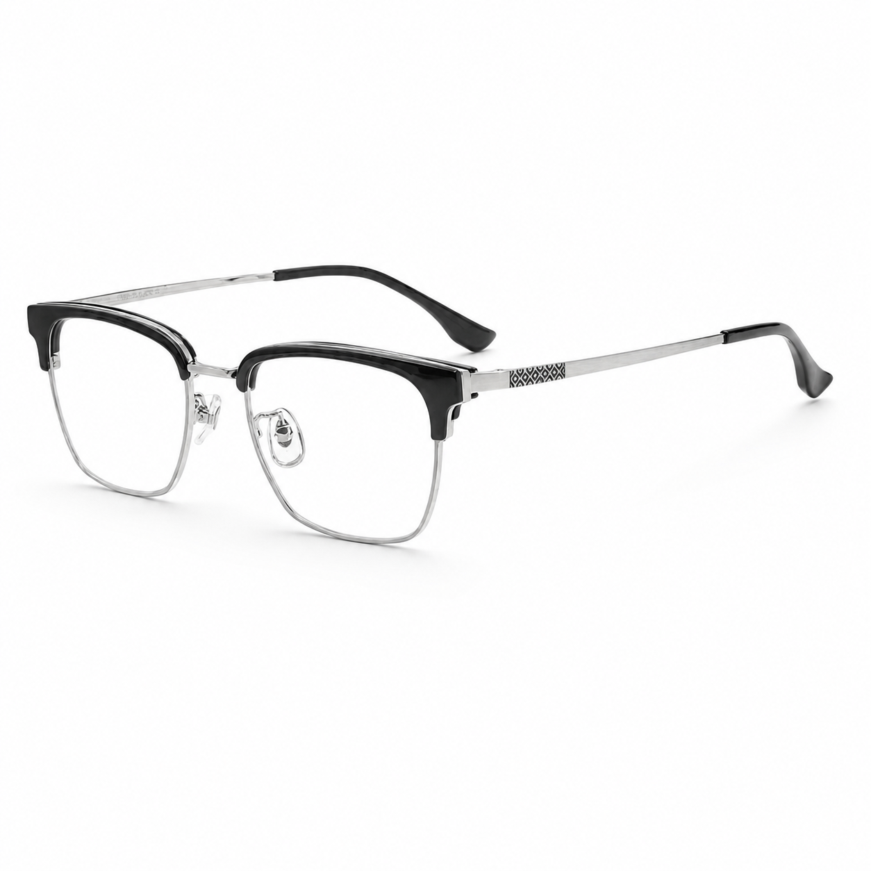 Black/Gunmetal Refined TR & Titanium Alloy Semi-Rimless Glasses, high-resolution product view
