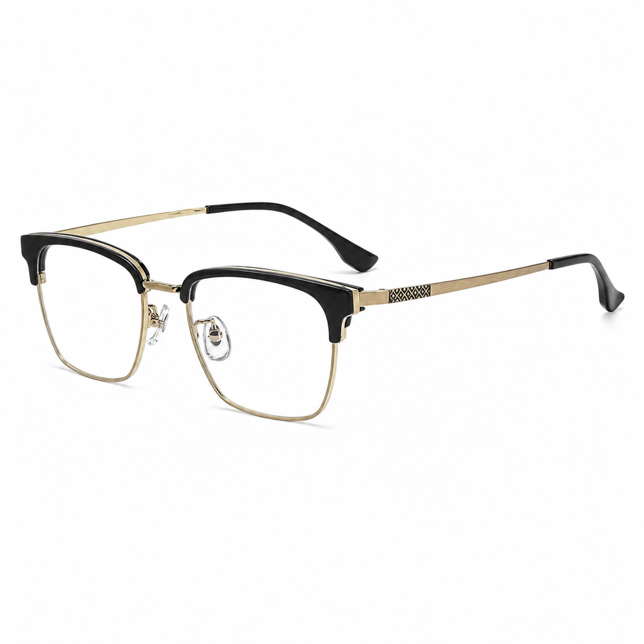 Crystal Grey/Gunmetal Refined TR & Titanium Alloy Semi-Rimless Glasses, high-resolution product view