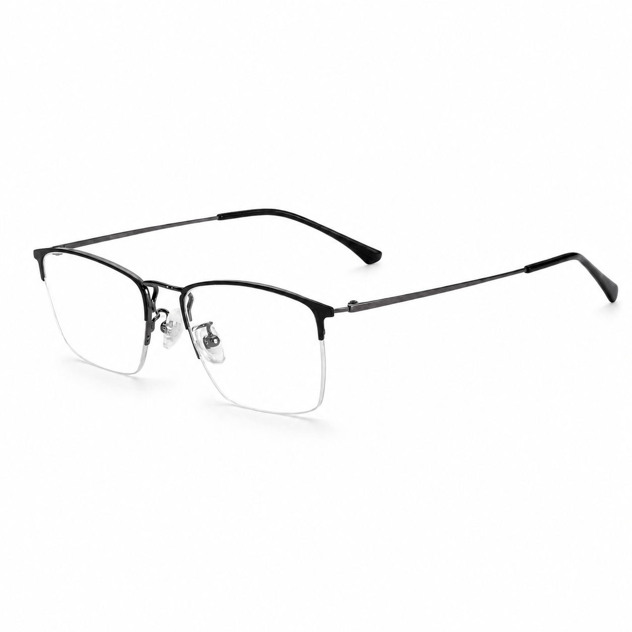 Black Casual Beta Titanium Semi-Rimless Glasses, high-resolution product view